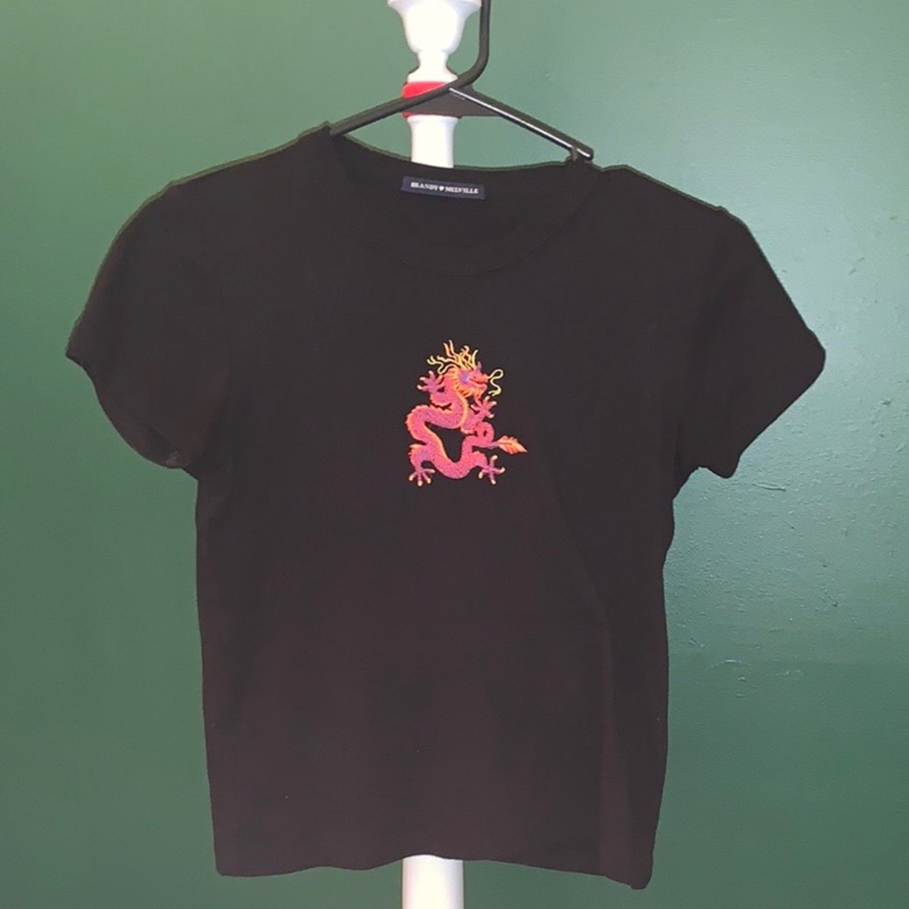 Brandy Melville black dragon crop top